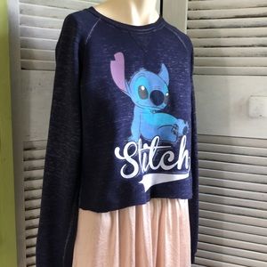 Disney Stitch long sleeve lightweight graphic character custom cropped top crop